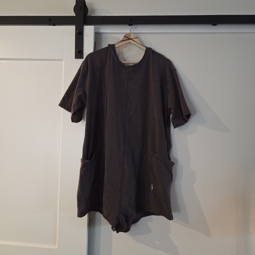 NWOT Free People Hot Shot Purple-Brown Tee Romper size M